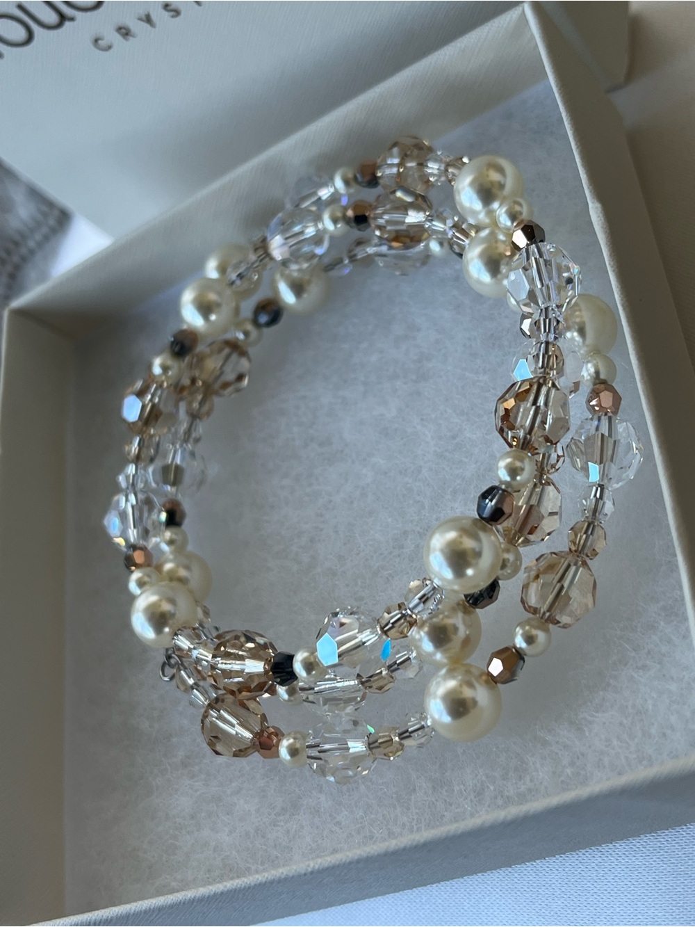 Touchstone Crystal Multi-Strand Pearl & Champagne Crystal Bracelet, BNIB - Picture 7 of 7